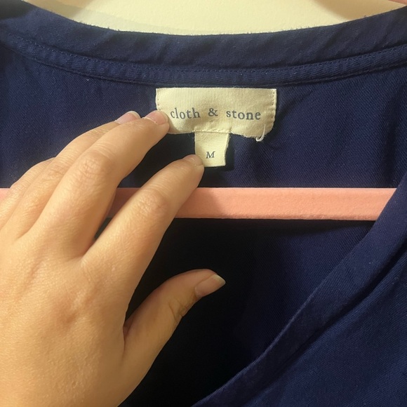 Anthropologie Cloth & Stone Blue Jersey Knit Swing Dress Size Medium - Picture 5 of 9